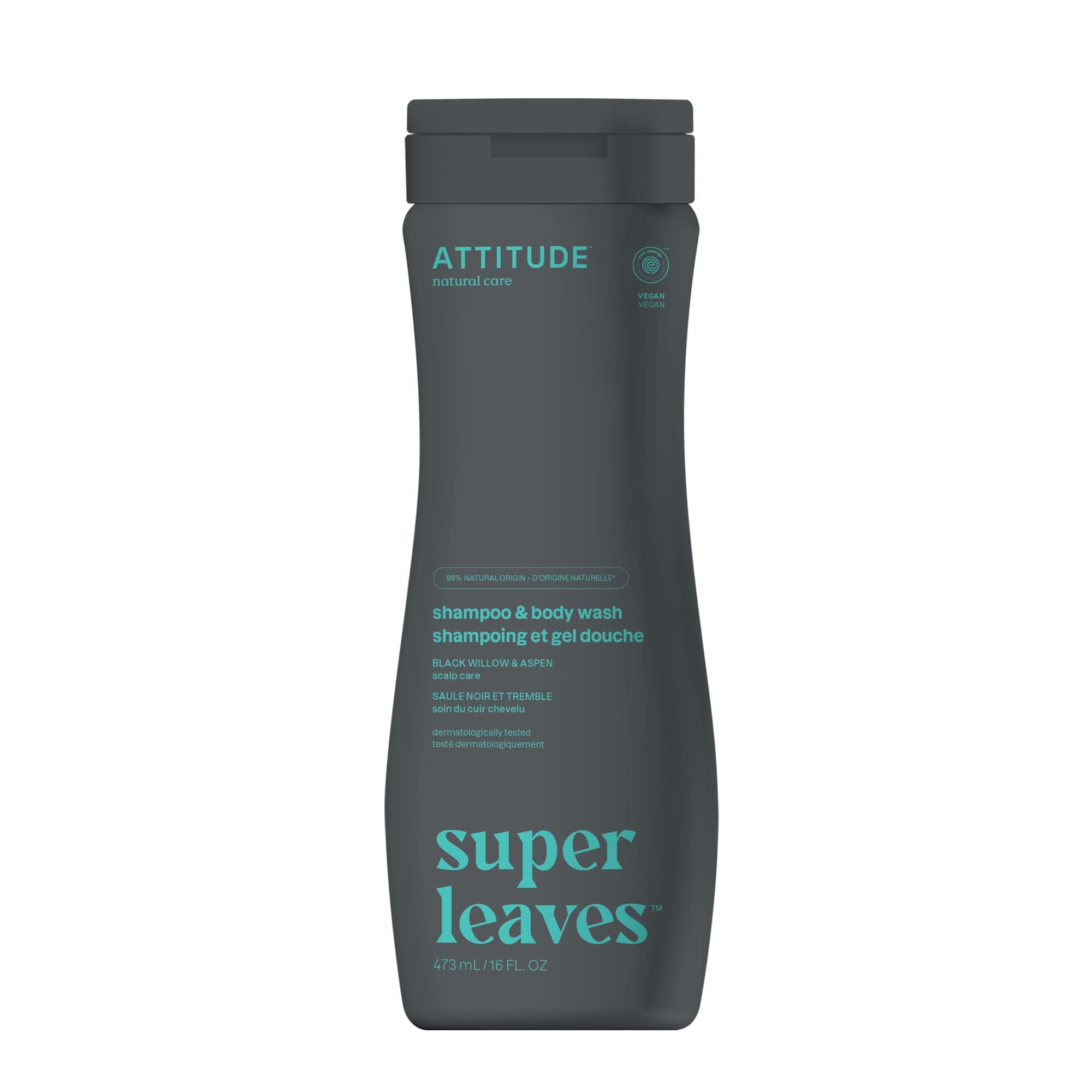 ATTITUDE 2-in-1 Body Wash and Hair Shampoo, Black Willow and Aspen