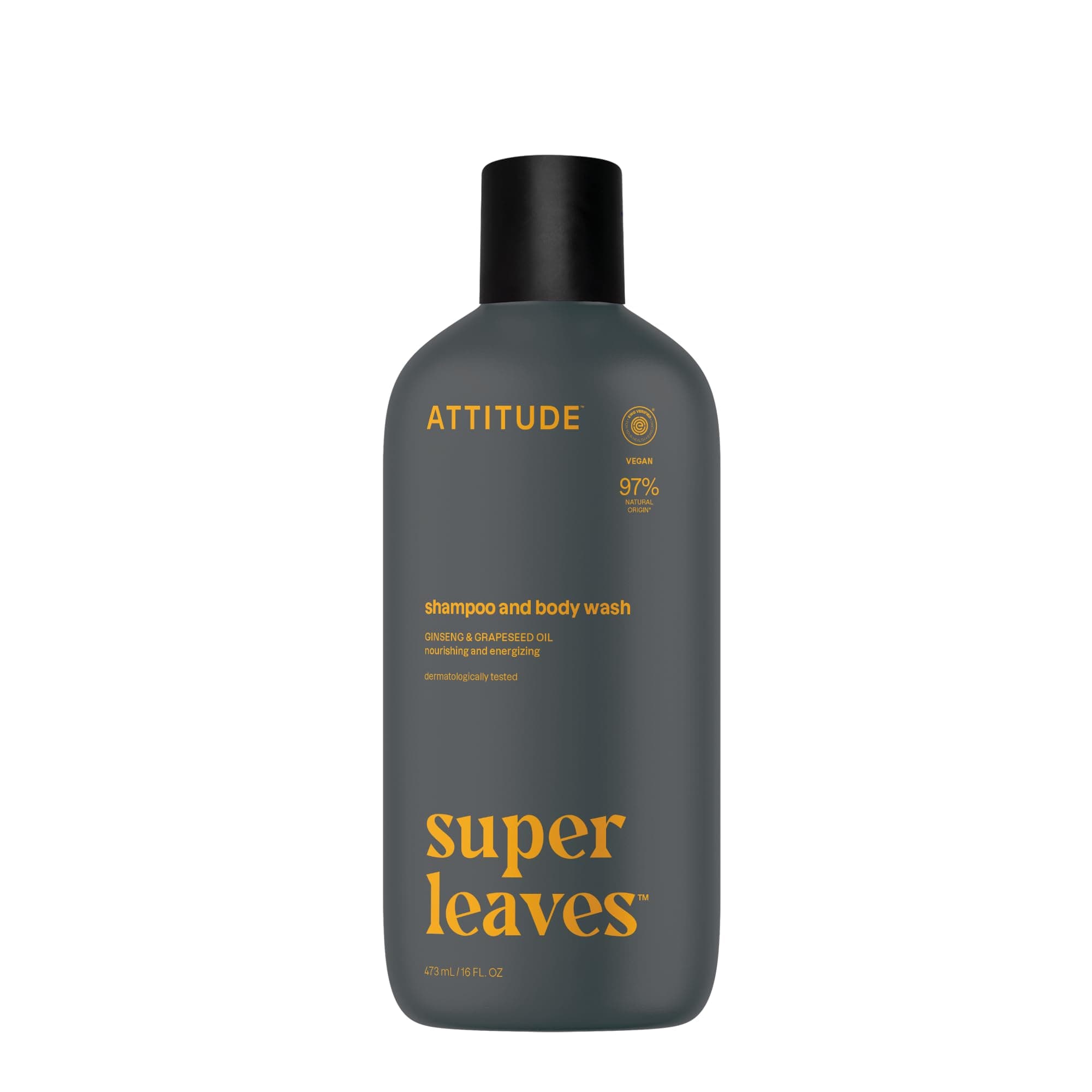 ATTITUDE 2-in-1 Body Wash & Shampoo, Ginseng and Grapeseed Oil